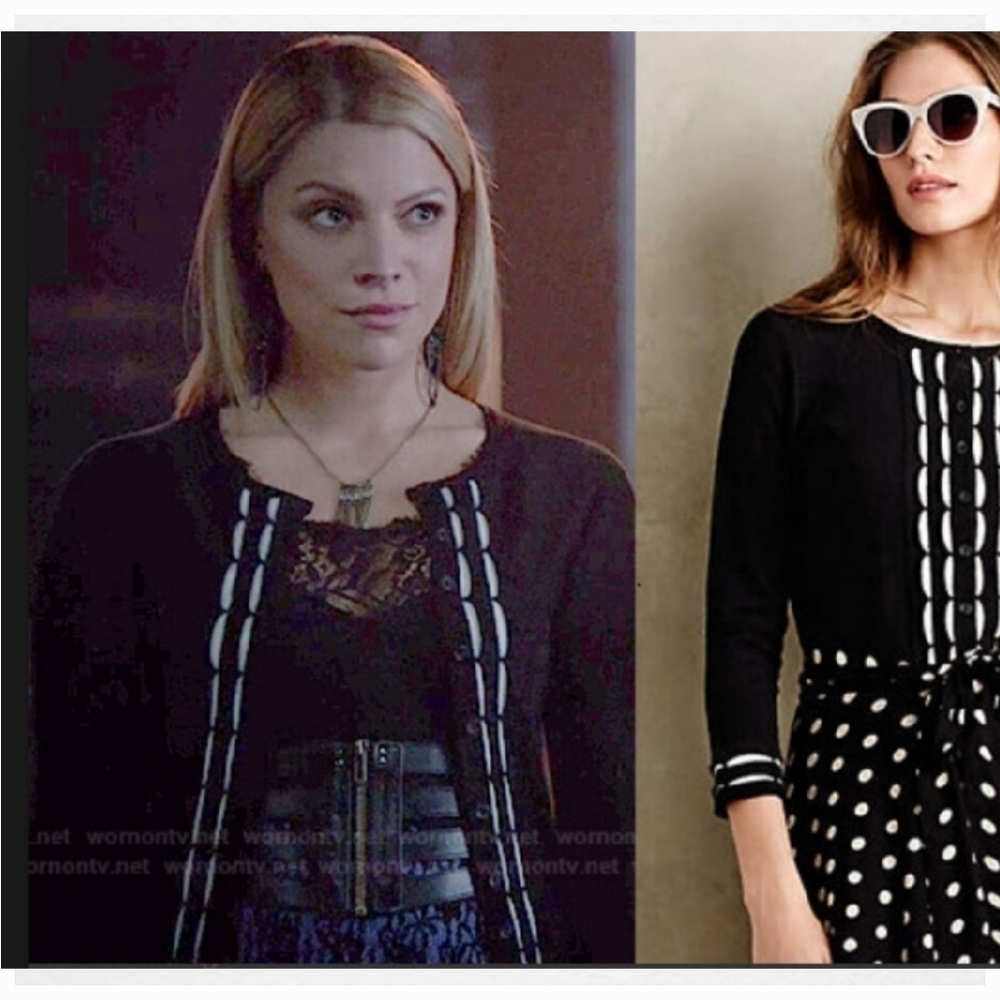 Anthropologie Sparrow Scalloped Black / White Cardigan